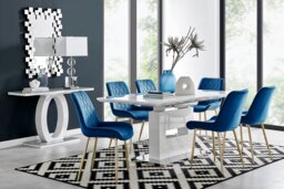 Arezzo Large Extending Dining Table and 6 Pesaro Gold Leg Chairs