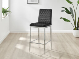 2x Milan Black Velvet Counter Stools Silver Legs - thumbnail 4