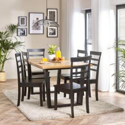 Furniturebox Cotswold Rectangular Oak and Black Large 6 Seater Dining Table, Wood in Wood/Black/Oak - Size: 90x75x150 cm - thumbnail 2