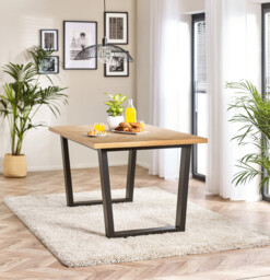 Cotswold Rectangular Oak and Black Wood Large 6 Seater Dining Table - thumbnail 4