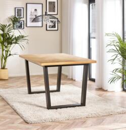Furniturebox Cotswold Rectangular Oak and Black Large 6 Seater Dining Table, Wood in Wood/Black/Oak - Size: 90x75x150 cm - thumbnail 4