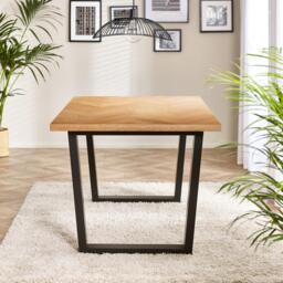 Furniturebox Cotswold Rectangular Oak and Black Large 6 Seater Dining Table, Wood in Wood/Black/Oak - Size: 90x75x150 cm - thumbnail 6