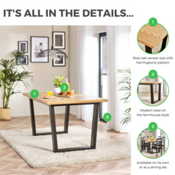 Cotswold Rectangular Oak and Black Wood Large 6 Seater Dining Table - thumbnail 2