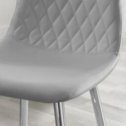 Furniturebox 2x Corona Grey Counter Stools Silver Legs, Faux Leather in Grey/Silver - Size: 42x96x47 cm - thumbnail 3
