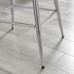 Furniturebox 2x Corona Grey Counter Stools Silver Legs, Faux Leather in Grey/Silver - Size: 42x96x47 cm - thumbnail 5