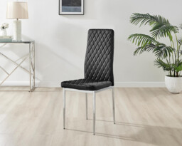 4x Milan Black Hatched Velvet Dining Chairs Silver Legs - thumbnail 3