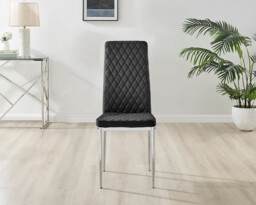 4x Milan Black Hatched Velvet Dining Chairs Silver Legs - thumbnail 4