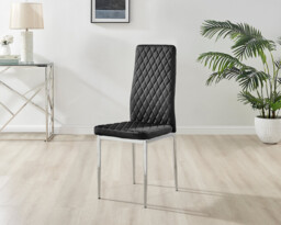 4x Milan Black Hatched Velvet Dining Chairs Silver Legs - thumbnail 3