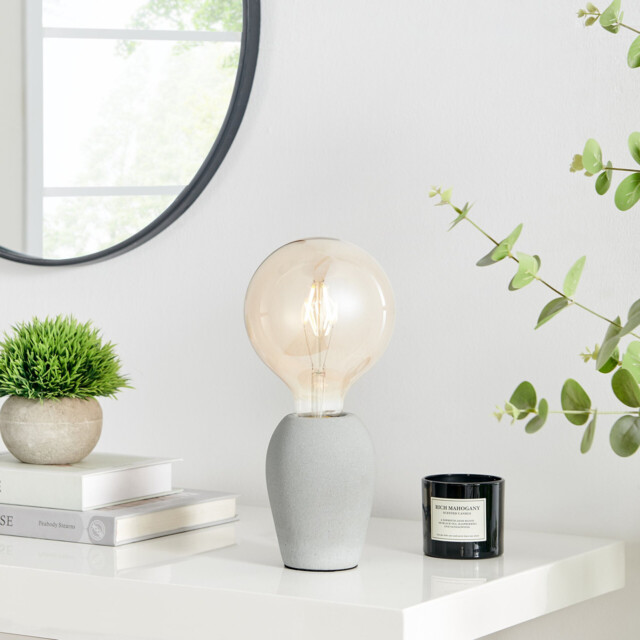 Kayla Grey Concrete and Smoked Glass Industrial Table Lamp - image 1