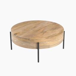 Rohan Round Solid Acacia Wood Coffee Table - thumbnail 4