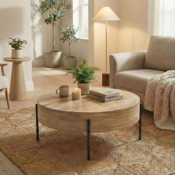 Rohan Round Solid Acacia Wood Coffee Table