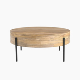 Rohan Round Solid Acacia Wood Coffee Table - thumbnail 2