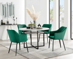 Adley Grey Concrete Effect Storage Dining Table & 4 Calla Black Leg Chairs - thumbnail 4