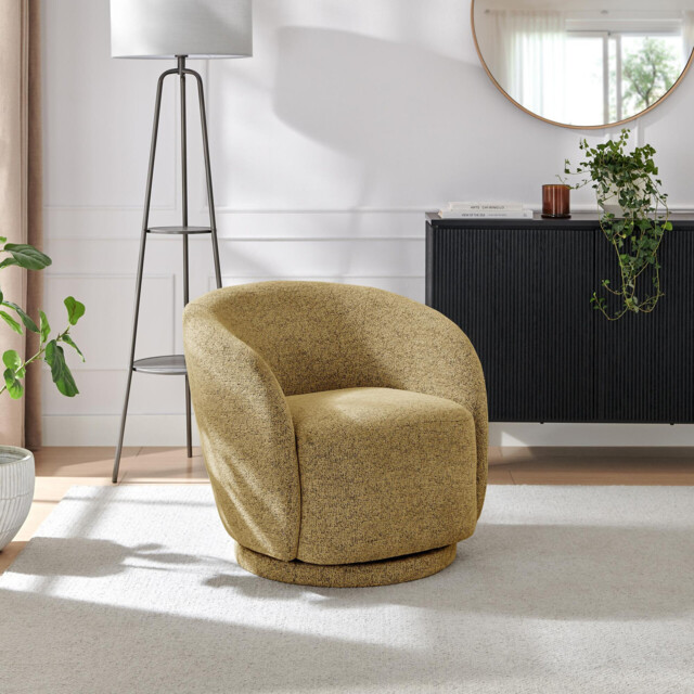 Romilly Mustard Yellow Fabric Swivel Accent Tub Chair - image 1
