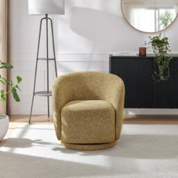 Furniturebox Romilly Mustard Yellow Fabric Swivel Accent Tub Chair, Polyester in Mustard/Yellow - Size: 67x74x75 cm - thumbnail 2