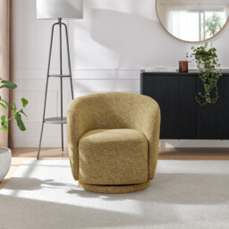 Romilly Mustard Yellow Fabric Swivel Accent Tub Chair - thumbnail 2
