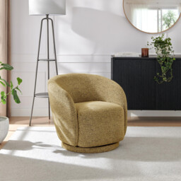 Romilly Mustard Yellow Fabric Swivel Accent Tub Chair