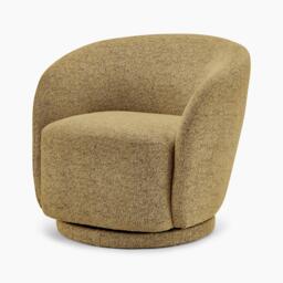 Furniturebox Romilly Mustard Yellow Fabric Swivel Accent Tub Chair, Polyester in Mustard/Yellow - Size: 67x74x75 cm - thumbnail 3