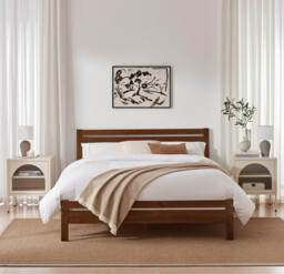 Declan Walnut Solid Pine King Bed Frame - thumbnail 2