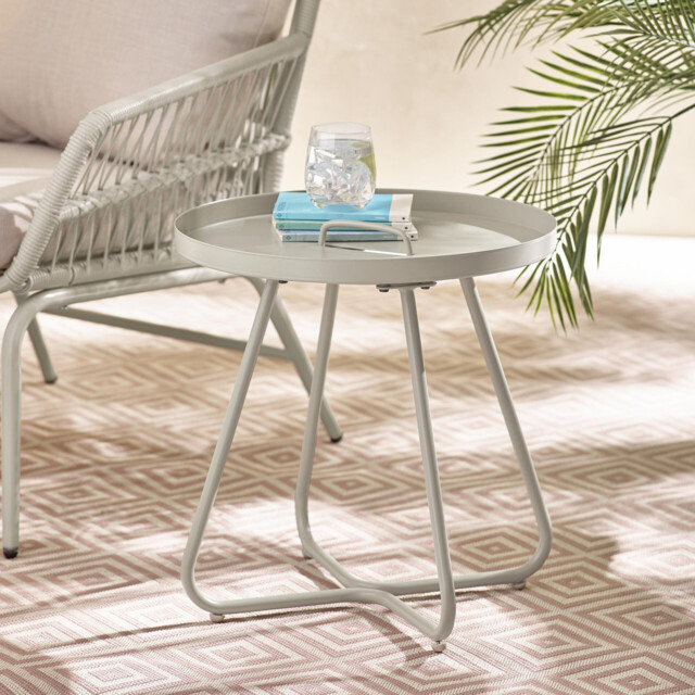 Lyon Cream Metal Garden Round Side Table - image 1