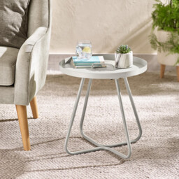 Lyon Cream Metal Garden Round Side Table - thumbnail 2