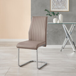 2x Lorenzo Cappuccino Beige Faux Leather Dining Chairs - thumbnail 4