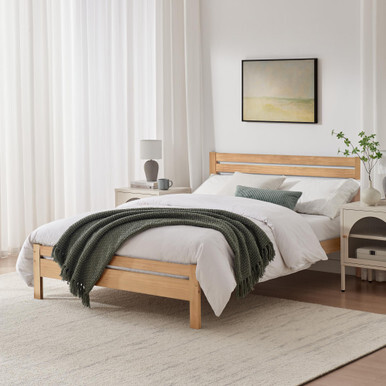 Declan Oak Solid Pine Double Bed Frame - image 1