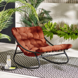 Hydra Black Metal & Orange Garden Rocking Chair - thumbnail 1