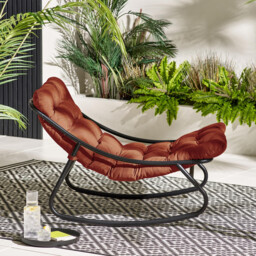Hydra Black Metal & Orange Garden Rocking Chair - thumbnail 2