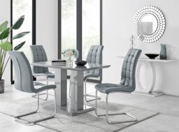 Imperia 4 Modern Grey High Gloss Dining Table And 4 Murano Chairs Set - thumbnail 1