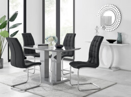 Imperia 4 Modern Grey High Gloss Dining Table And 4 Murano Chairs Set - thumbnail 3