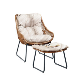 Tahiti Beige Rattan Indoor / Outdoor Chair with Footstool - thumbnail 2