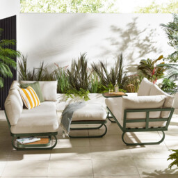 Capri Green Metal & Cream Garden Corner Sofa Set - thumbnail 4