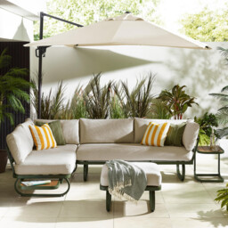 Capri Green Metal & Cream Garden Corner Sofa Set - thumbnail 2
