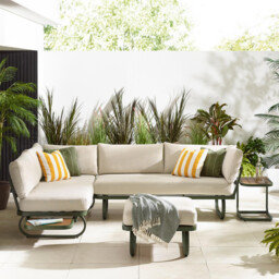 Capri Green Metal & Cream Garden Corner Sofa Set - thumbnail 3