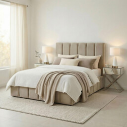 Trifle Taupe Velvet Ottoman Double Bed Frame - thumbnail 1
