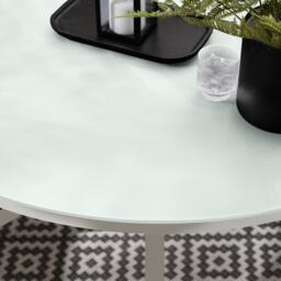 Furniturebox Nanterre & Glass 4-6 Seat Round Garden Dining Table, Metal in Cream - Size: 120x72x120 cm - thumbnail 2