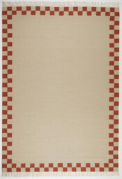 Matilda Beige & Red Check Border Flatweave Rug