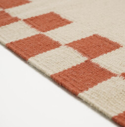 Matilda Beige & Red Check Border Flatweave Rug - thumbnail 4