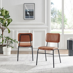 2x Delta Tan Faux Leather Dining Chairs - thumbnail 4