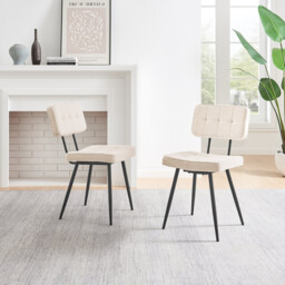 2x Braxton Cream Boucle Fabric Dining Chairs - thumbnail 3