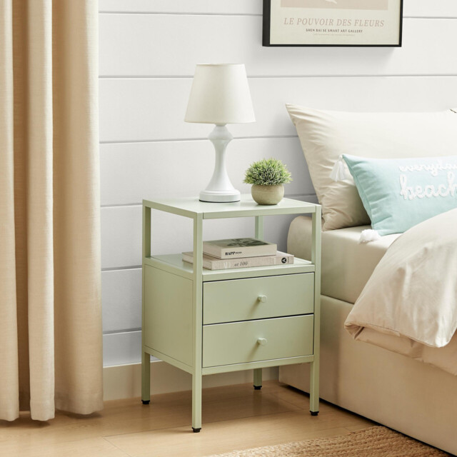 Lykke Green Metal Storage Bedside Table - image 1