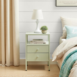 Lykke Green Metal Storage Bedside Table - thumbnail 2