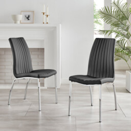 2x Isco Black Faux Leather Dining Chairs - thumbnail 2