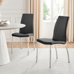 2x Isco Black Faux Leather Dining Chairs - thumbnail 1
