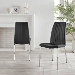 2x Isco Black Faux Leather Dining Chairs - thumbnail 3