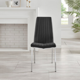 2x Isco Black Faux Leather Dining Chairs - thumbnail 4
