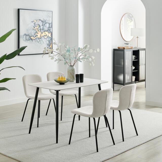 Asti White Marble Ceramic Top Dining Table & 4 Asti Chairs - image 1