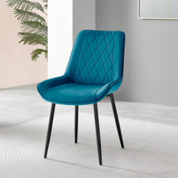 2x Pesaro Blue Velvet Dining Chairs Black Legs - thumbnail 4