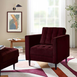 Jolene Maroon Velvet Armchair - thumbnail 1